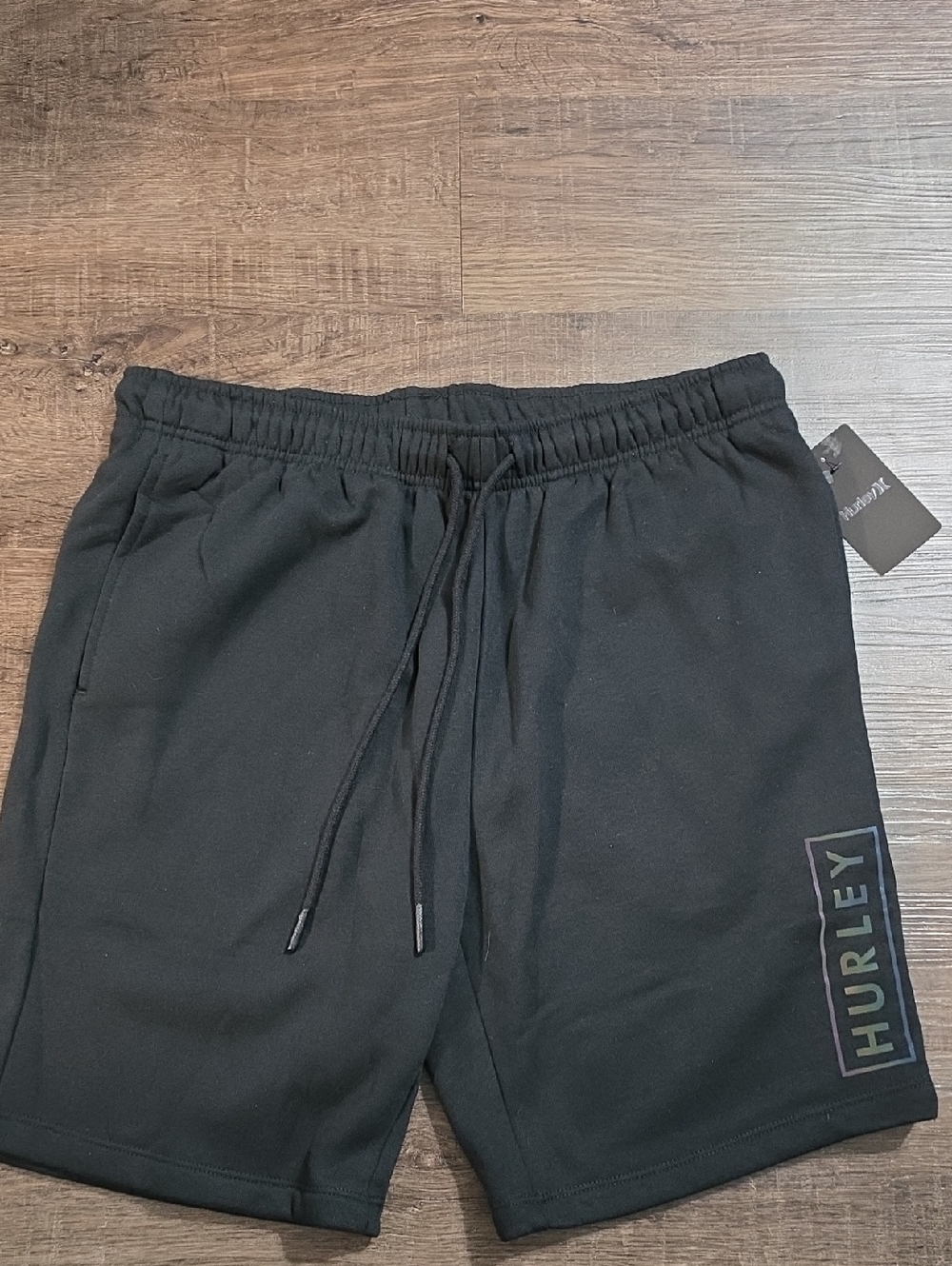 Hurley Black Logo Drawstring Athletic Shorts